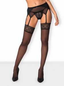 Elegantní punčochy Obsessive Shibu stockings - černá - L/XL