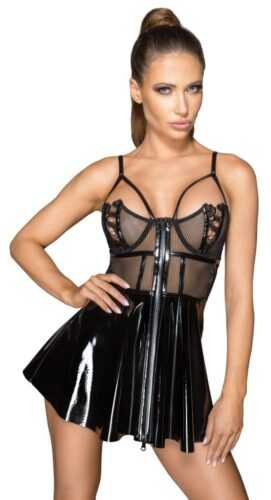 Noir Vinyl Mini Dress - L