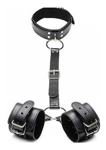 Strict Collar with Cuffs Restraint Set Black